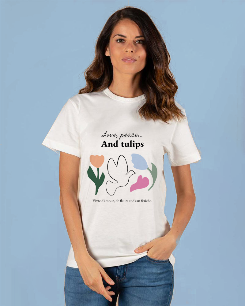 Femme tee-shirt love and tulip